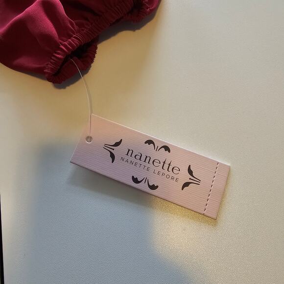 Nanette Lepore Tie Neck Tiered Shirt Dress Cranberry size 10 NWT - Picture 8 of 8